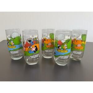 McDonalds Peanuts Camp Snoopy Collection Vintage Glasses Set Of 5 Duplicate 1968